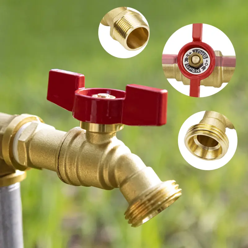 npt thread 1/2" mip 3/4 mht garden water hose outlet brass ball valve