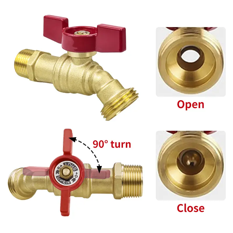 npt thread 1/2" mip 3/4 mht garden water hose outlet brass ball valve